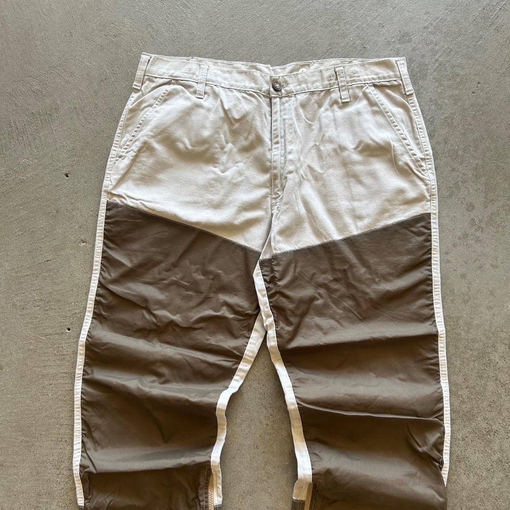Vintage 90s SafTbak Pants Size 38x30 Cream Brown Brush Guard Double Knee Outdoor - Picture 8 of 11